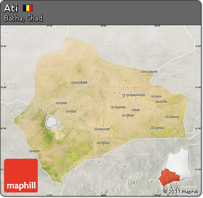 Satellite Map of Ati, lighten, semi-desaturated