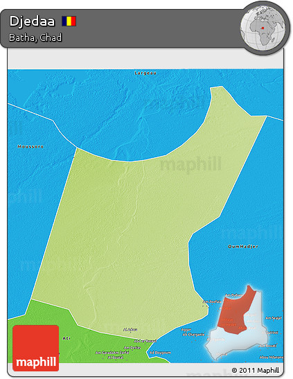 Physical 3D Map of Djedaa, political outside