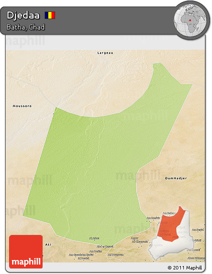 Physical 3D Map of Djedaa, satellite outside