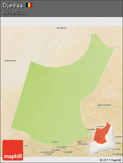 Physical 3D Map of Djedaa, satellite outside