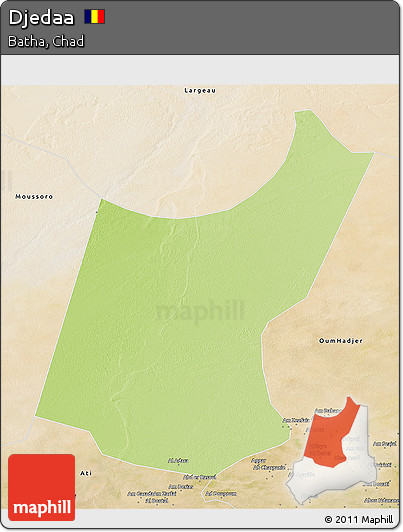 Physical 3D Map of Djedaa, satellite outside