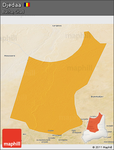 Political 3D Map of Djedaa, satellite outside