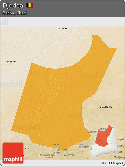 Political 3D Map of Djedaa, satellite outside