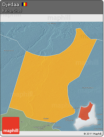 Political 3D Map of Djedaa, semi-desaturated