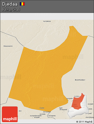 Political 3D Map of Djedaa, shaded relief outside