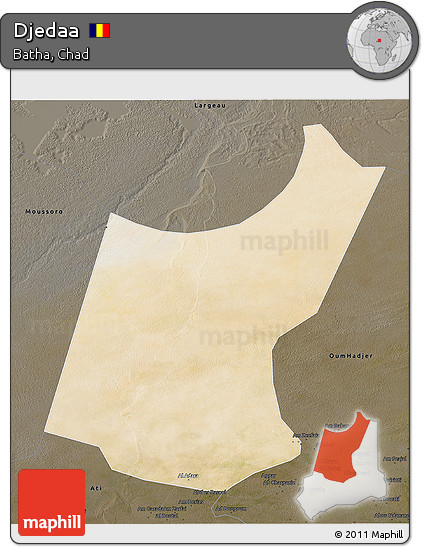 Satellite 3D Map of Djedaa, darken