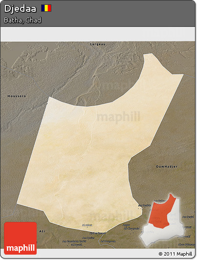 Satellite 3D Map of Djedaa, darken