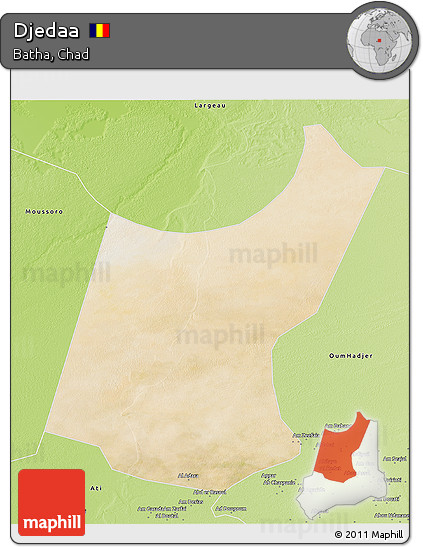 Satellite 3D Map of Djedaa, physical outside