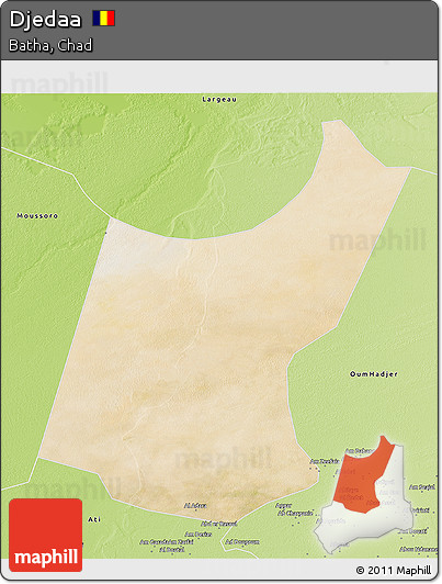 Satellite 3D Map of Djedaa, physical outside