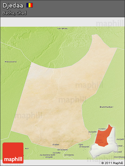 Satellite 3D Map of Djedaa, physical outside