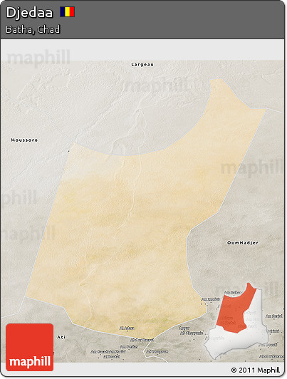 Satellite 3D Map of Djedaa, semi-desaturated