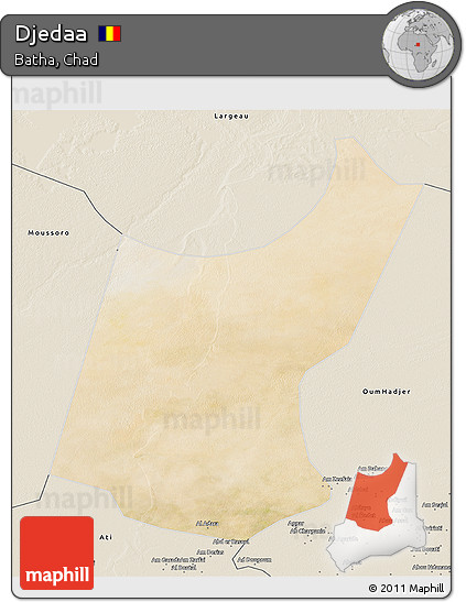 Satellite 3D Map of Djedaa, shaded relief outside
