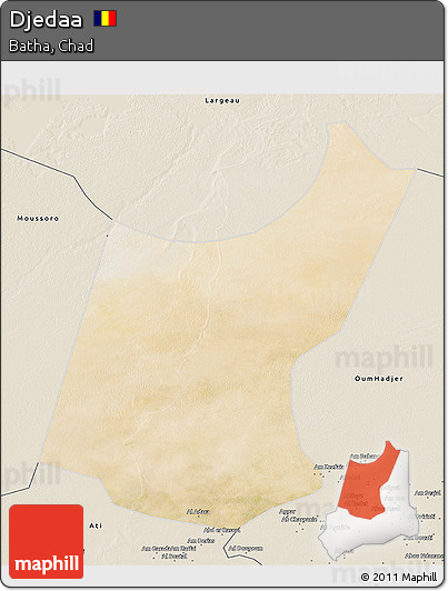 Satellite 3D Map of Djedaa, shaded relief outside