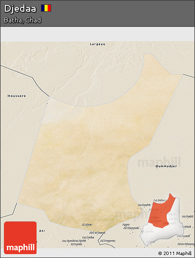 Satellite 3D Map of Djedaa, shaded relief outside