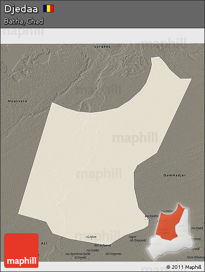 Shaded Relief 3D Map of Djedaa, darken