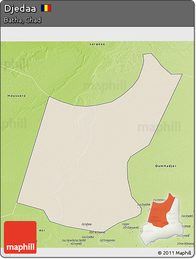 Shaded Relief 3D Map of Djedaa, physical outside