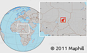 Gray Location Map of Djedaa, within the entire country