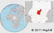 Gray Location Map of Djedaa, highlighted country