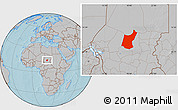Gray Location Map of Djedaa, hill shading