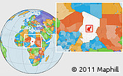Political Location Map of Djedaa, highlighted country, within the entire country