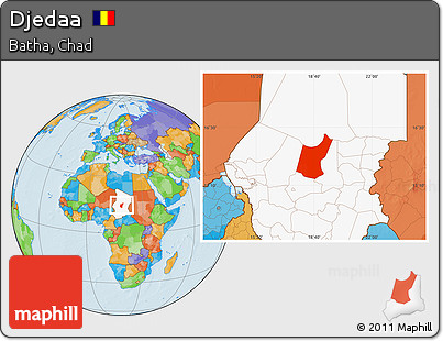 Political Location Map of Djedaa, highlighted country