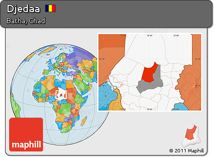 Political Location Map of Djedaa, highlighted country, highlighted parent region