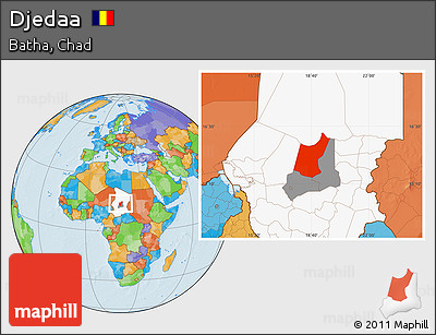 Political Location Map of Djedaa, highlighted country, highlighted parent region