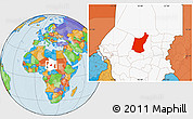 Political Location Map of Djedaa, highlighted country
