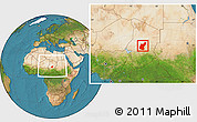 Satellite Location Map of Djedaa, within the entire country