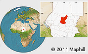Satellite Location Map of Djedaa, highlighted country