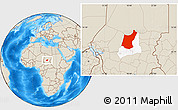 Shaded Relief Location Map of Djedaa, highlighted parent region