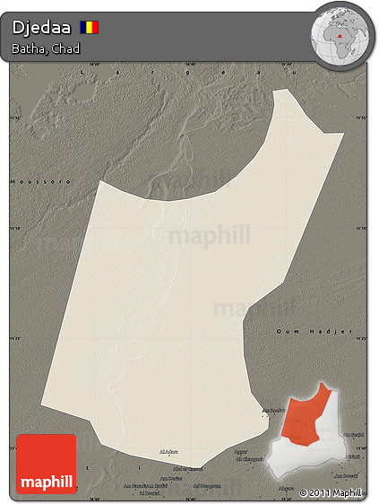 Shaded Relief Map of Djedaa, darken
