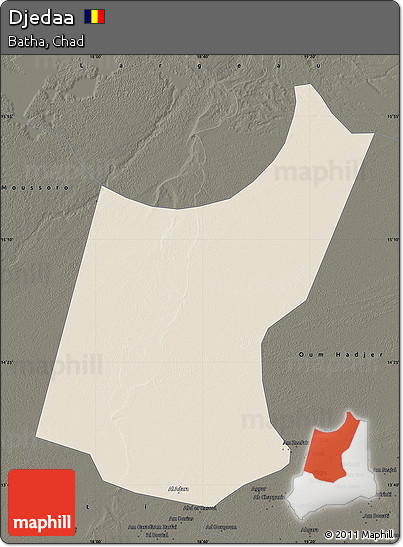 Shaded Relief Map of Djedaa, darken