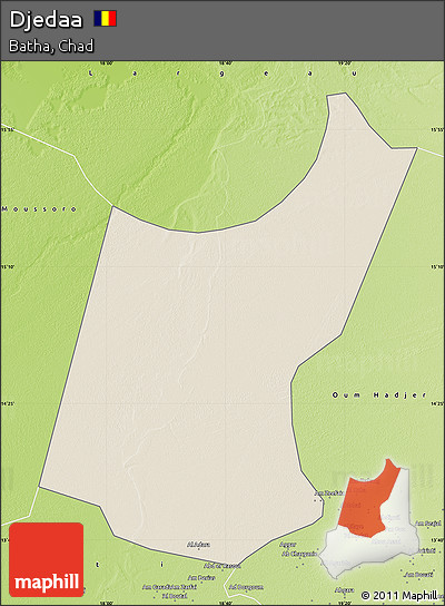 Shaded Relief Map of Djedaa, physical outside