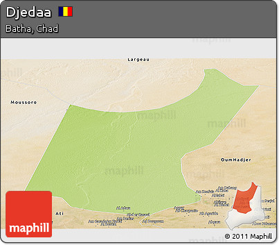 Physical Panoramic Map of Djedaa, satellite outside