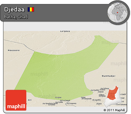 Physical Panoramic Map of Djedaa, shaded relief outside