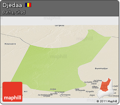 Physical Panoramic Map of Djedaa, shaded relief outside
