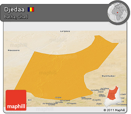 Political Panoramic Map of Djedaa, satellite outside
