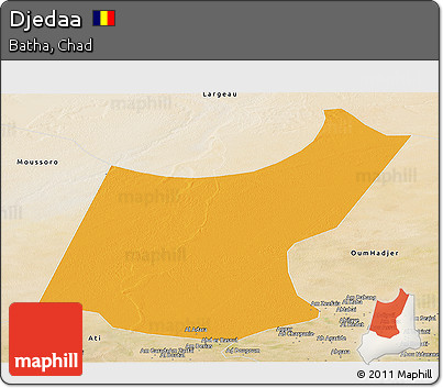 Political Panoramic Map of Djedaa, satellite outside
