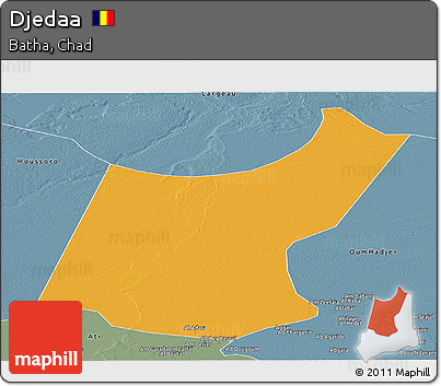 Political Panoramic Map of Djedaa, semi-desaturated