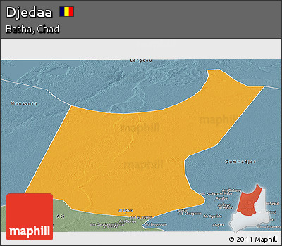 Political Panoramic Map of Djedaa, semi-desaturated