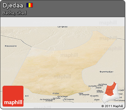 Satellite Panoramic Map of Djedaa, shaded relief outside