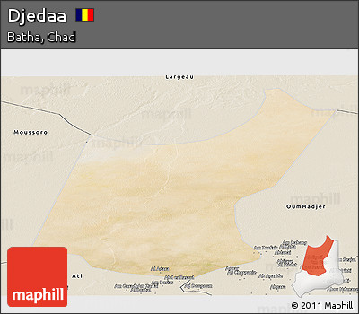 Satellite Panoramic Map of Djedaa, shaded relief outside