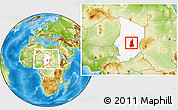 Physical Location Map of Oum Hadjer, highlighted country, within the entire country