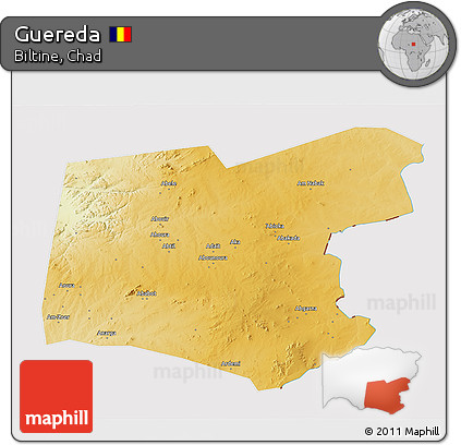 Physical 3D Map of Guereda, cropped outside