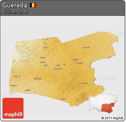 Physical 3D Map of Guereda, cropped outside