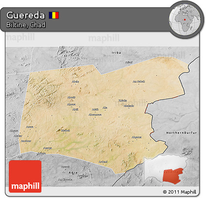 Satellite 3D Map of Guereda, desaturated