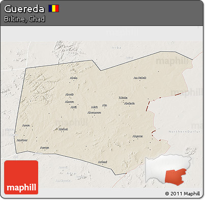 Shaded Relief 3D Map of Guereda, lighten