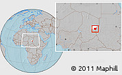 Gray Location Map of Guereda, highlighted parent region, within the entire country, hill shading