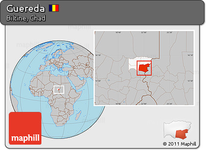 Gray Location Map of Guereda, highlighted parent region